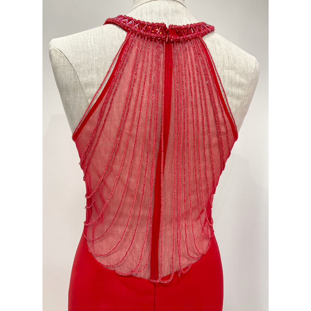 Vestido rojo de fiesta espada fantasía Marfil en gus gus boutique