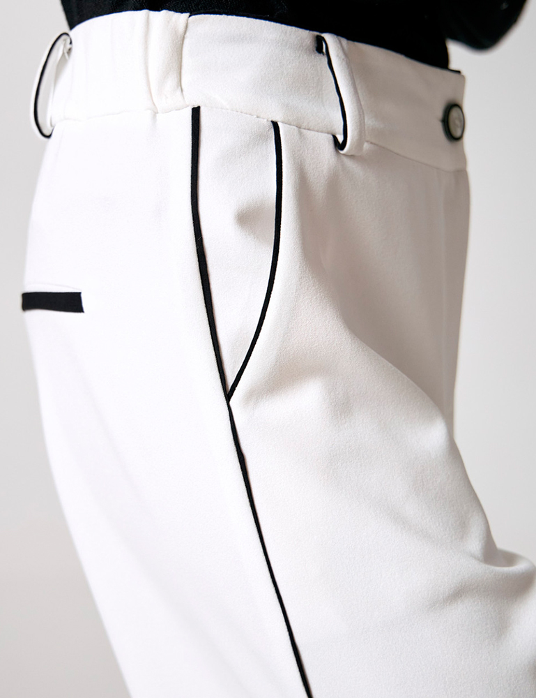 Pantalón recto blanco con vivos negro Access Fashion en gus gus boutique moda joven, moda calle para chicas. Moda mujer Access Fashion online.