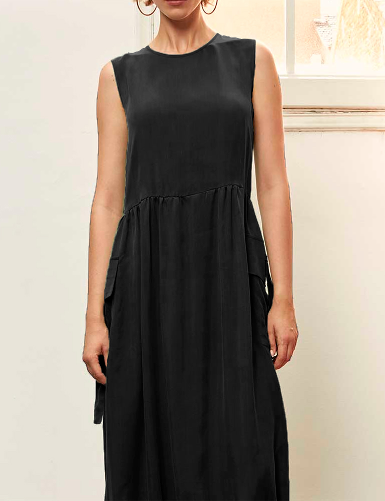 Vestido negro cargo Civit colección joven gus gus boutique moda mujer multimarca. Comprar moda Luis Civit online. Vestidos Civit online.