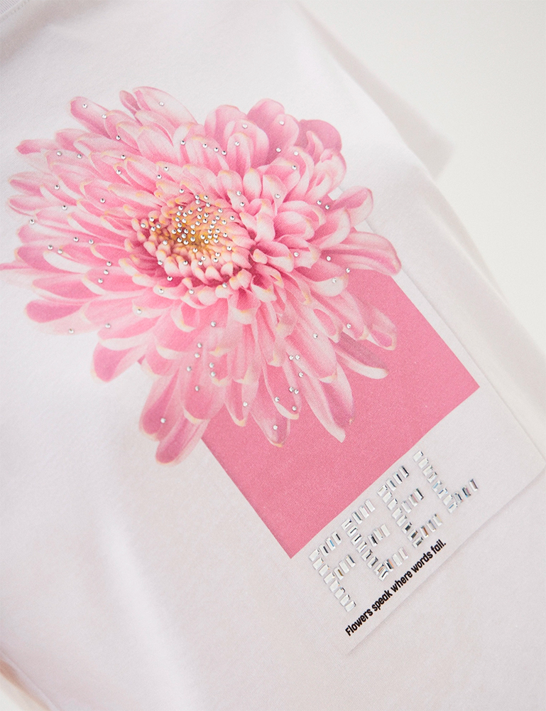 Camiseta blanca manga corta print rosa Imperial Fashion colección joven gus gus boutique, moda street. Moda mujer Imperial Fashion online.