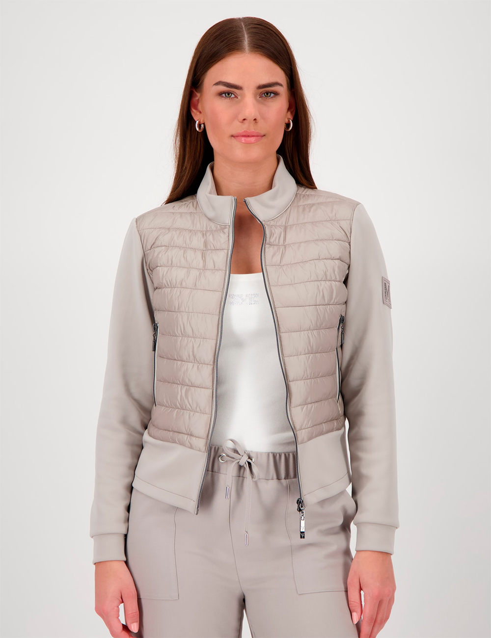 Chaqueta acolchada beige con neopreno Monari