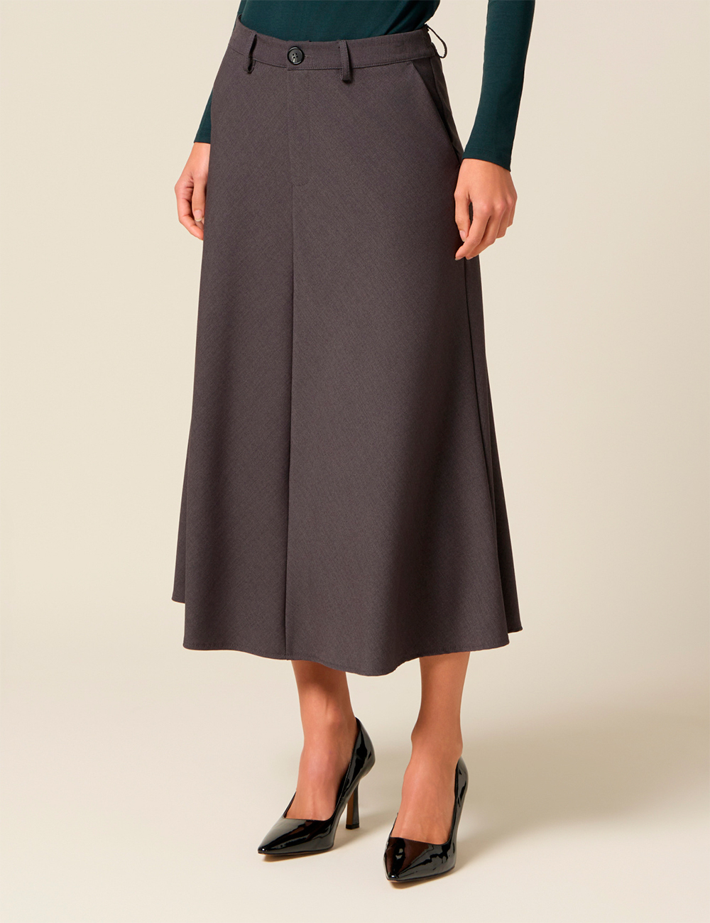 Falda larga lana fría gris Oltre