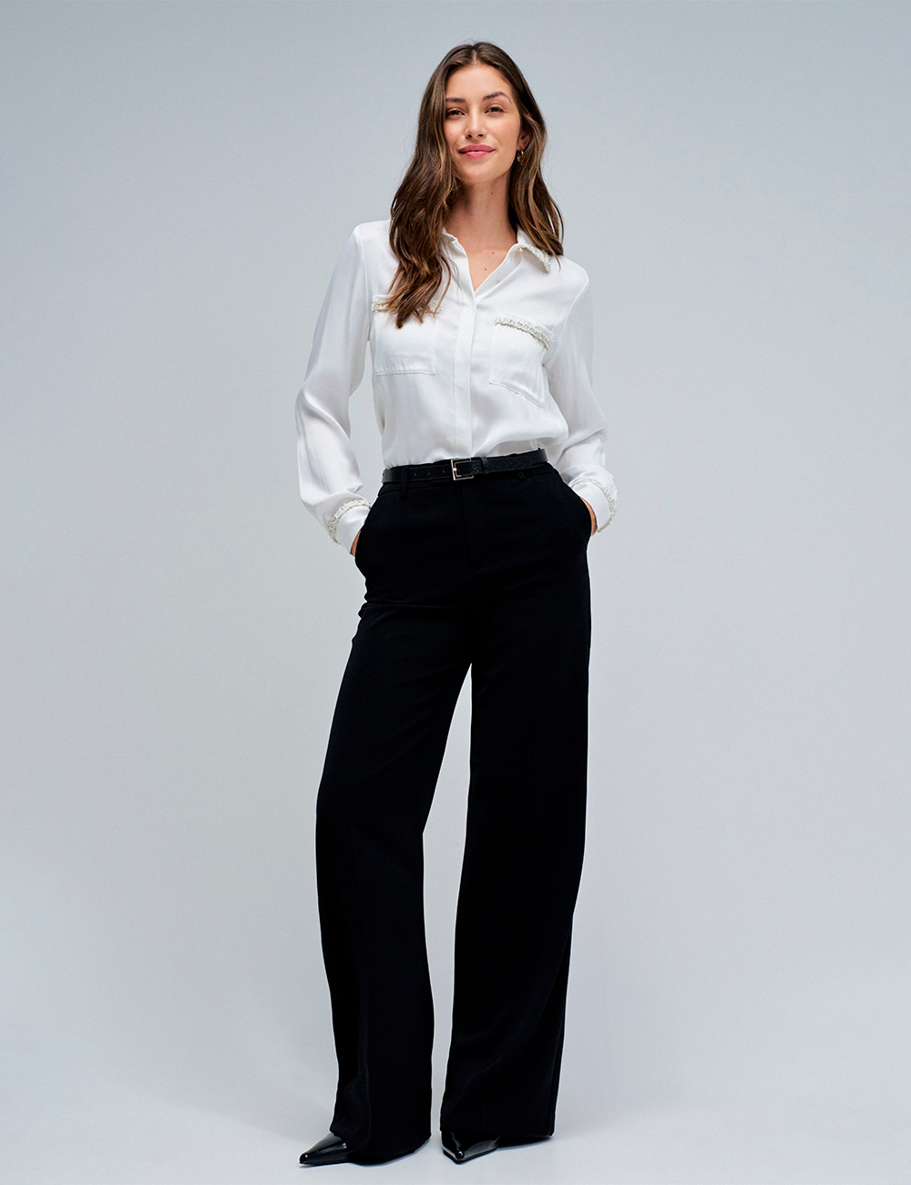 Camisa de satén en tweed Salsa