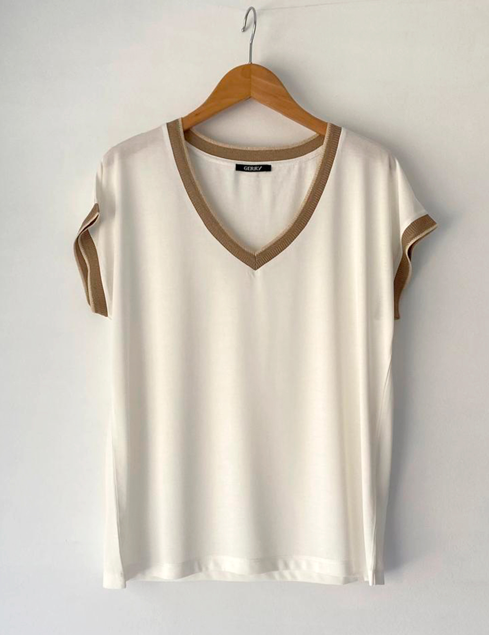 Camiseta de punto modal escote en V lurex Trovels