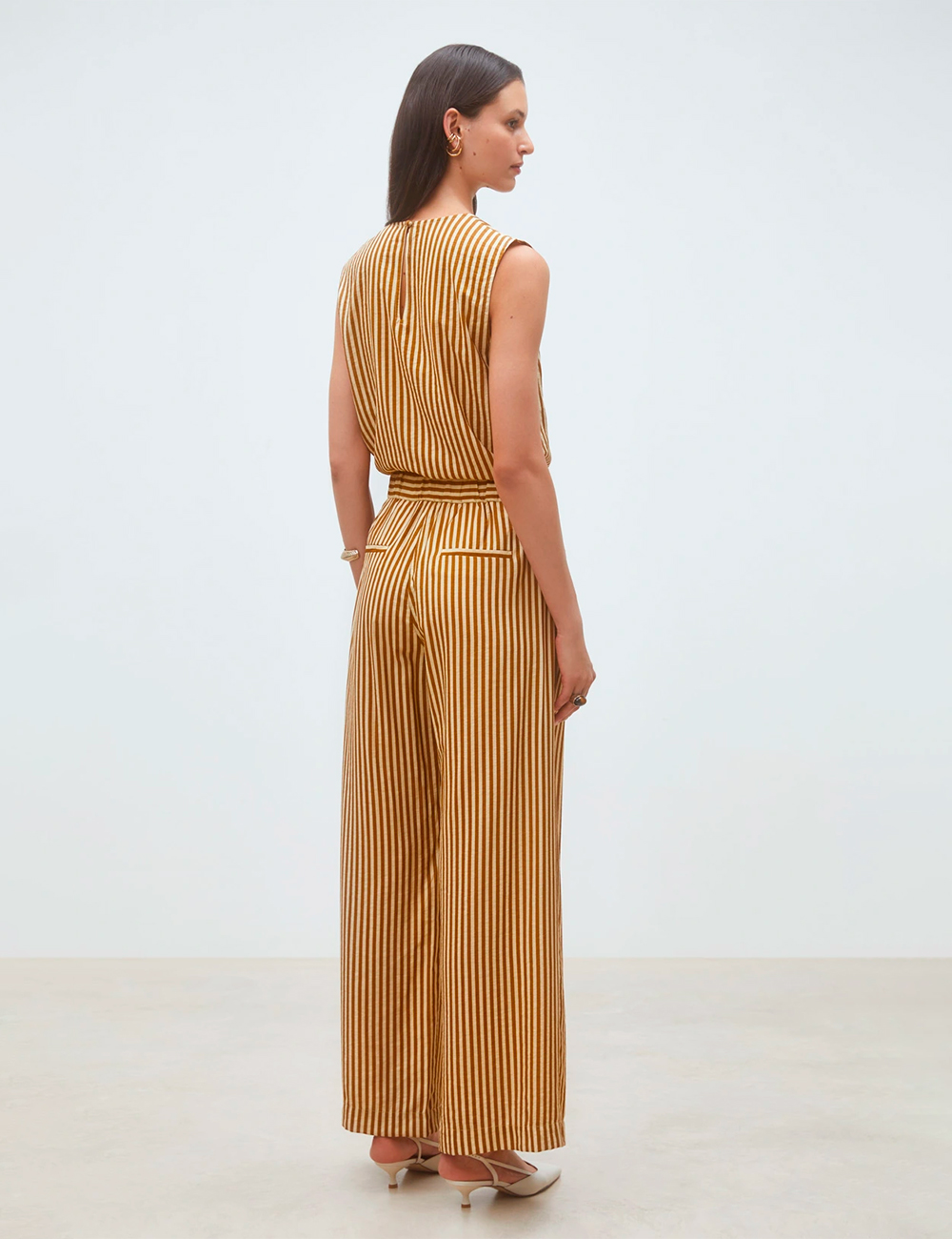 Pantalón palazzo rayas camel Suncoo
